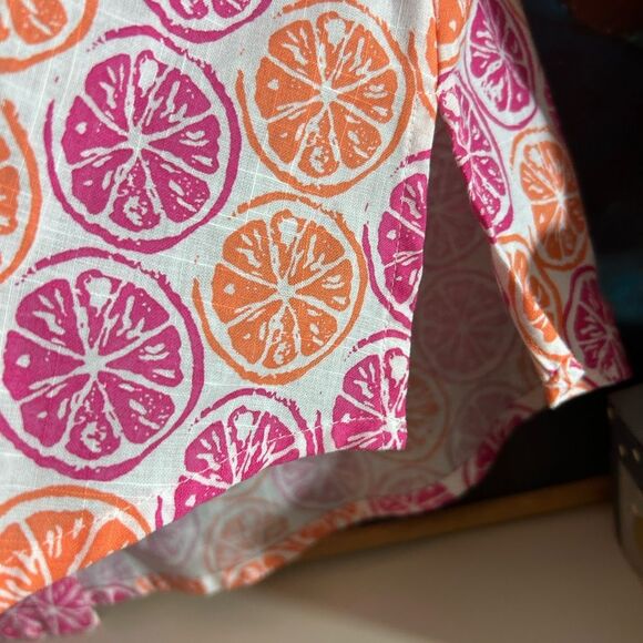 Foxcroft Pink and Orange Citrus Print Blouse 6P - Picture 5 of 14